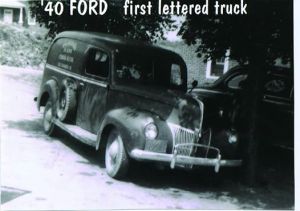 A picture of the first F.L. Haldeman & Sons lettered truck taken around 1946.