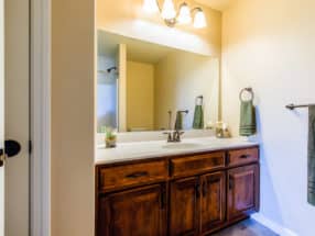 large bathroom vanity and lights