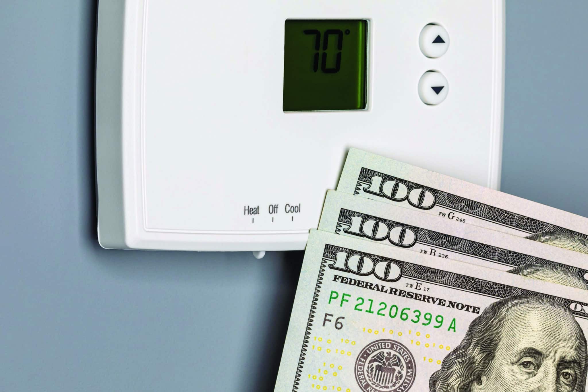 Thermostat with money.