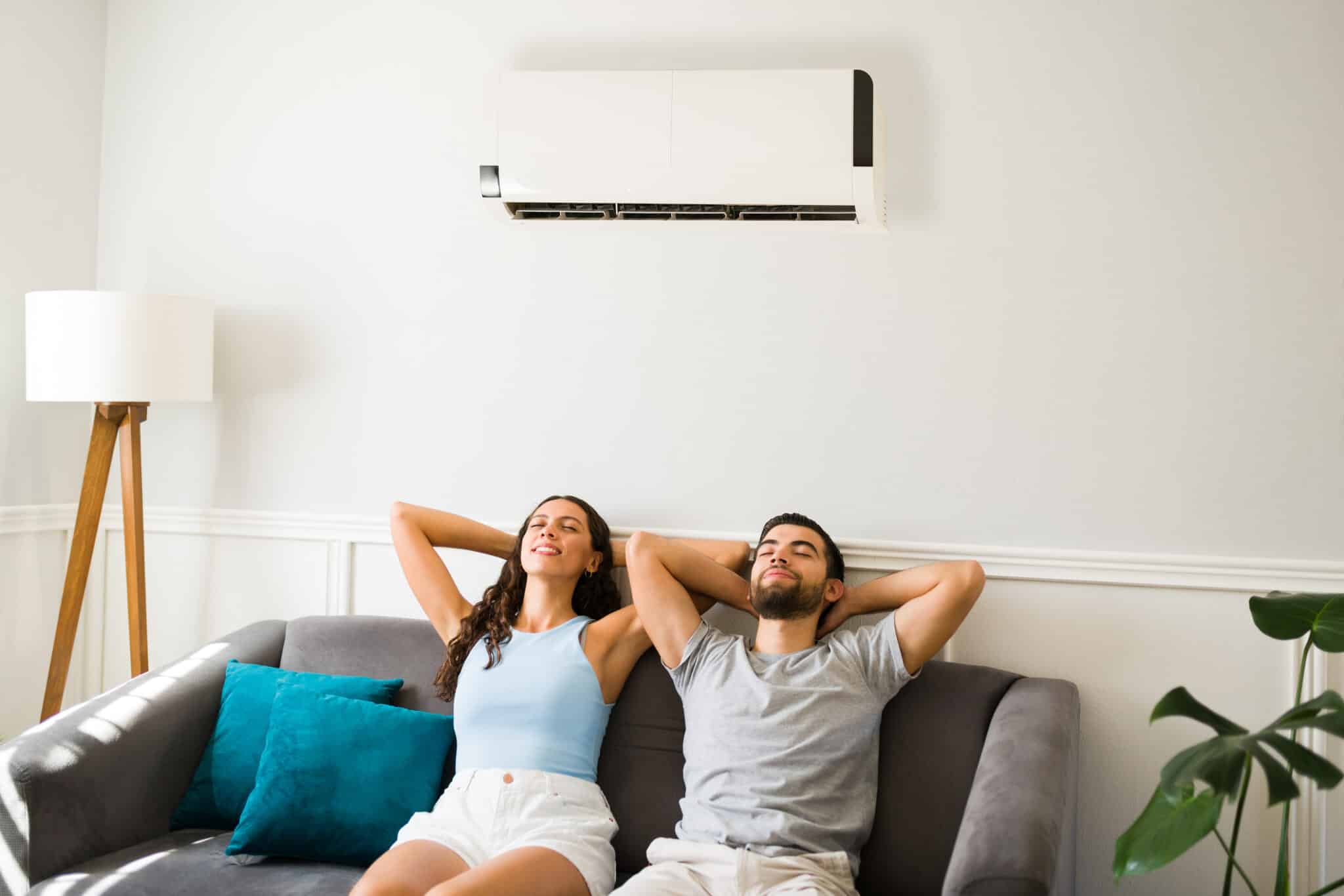 Relaxed couple feeling cool during a heat wave